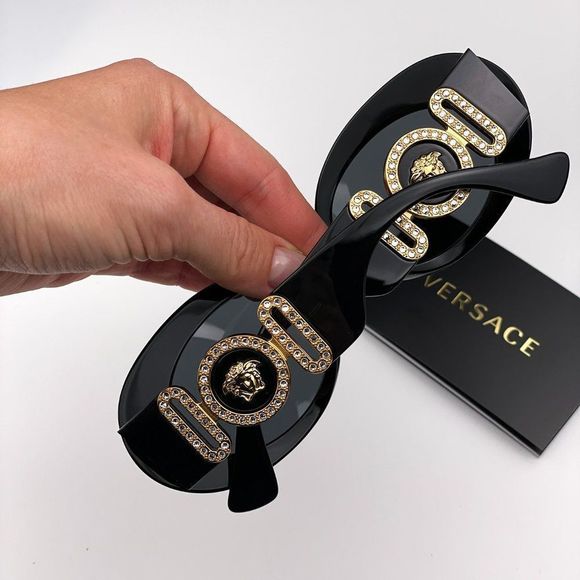 Versace VE4426BU GB1/87 Sunglasses MAXI MEDUSA BIGGIE Black Gray Oval Women - Picture 5 of 12